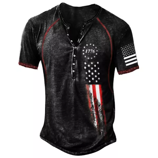 Men's 1776 Patriotic Print Henry Short Sleeve T-Shirt
