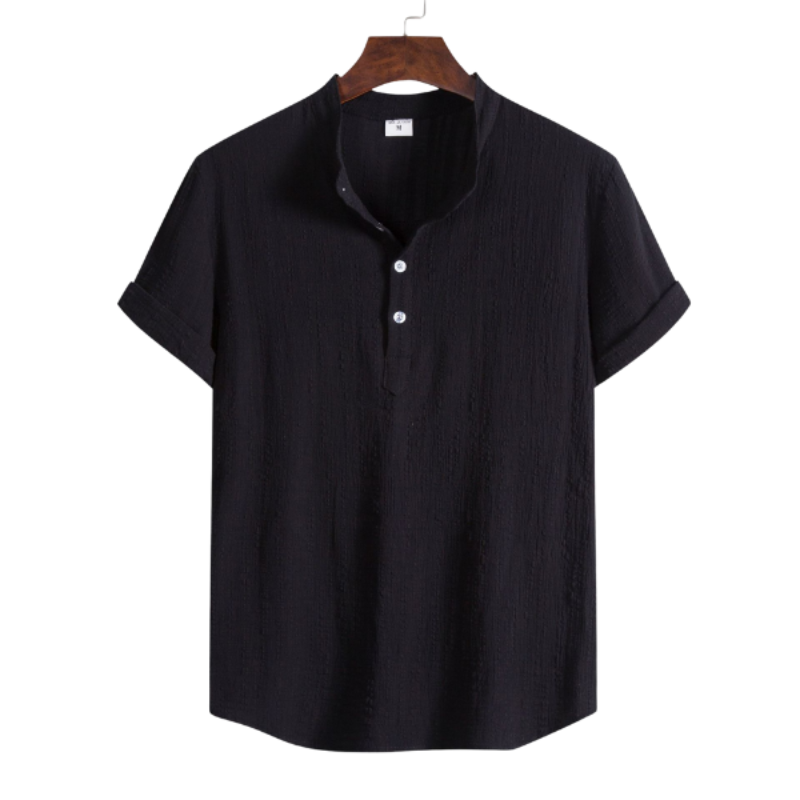 Black Cotton And Linen T-Shirt