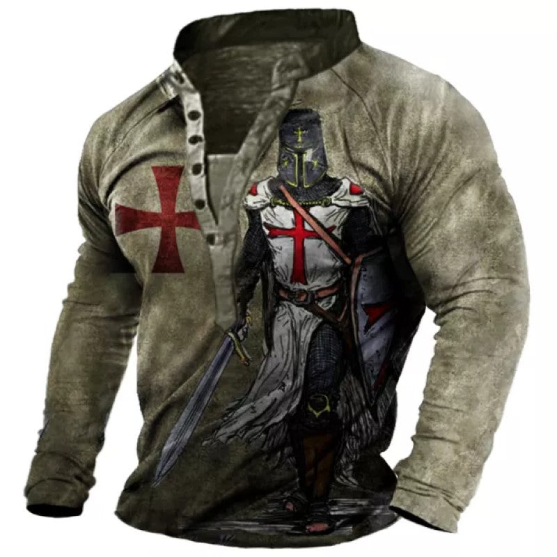 Men's Vintage Templar Long Sleeve Henley T-Shirt