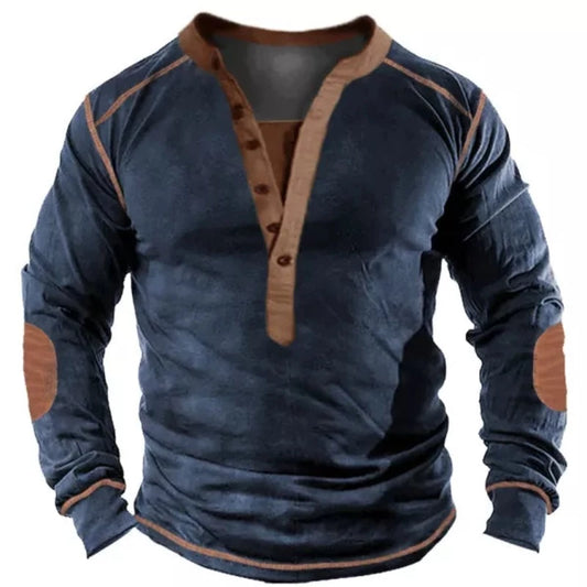 Men's Outdoor Long Sleeve Henley T-Shirt