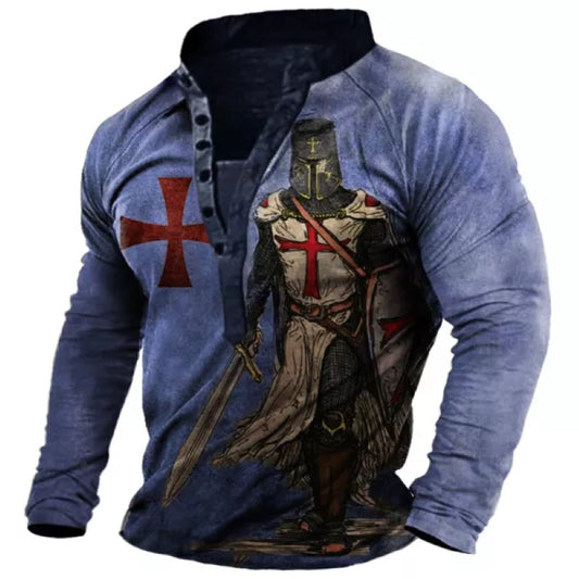 Men's Vintage Templar Long Sleeve Henley T-Shirt