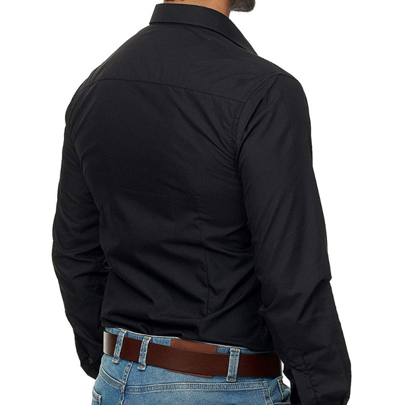 Men's casual long sleeve solid business shirt