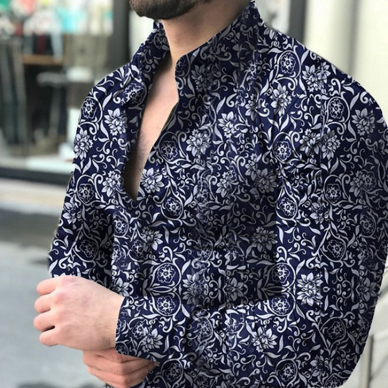 Casual floral long sleeve shirt for men