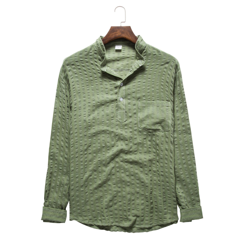 Solid Color Long Sleeve Linen Slimming Shirt