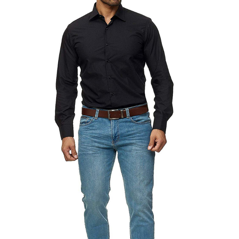 Men's casual long sleeve solid business shirt