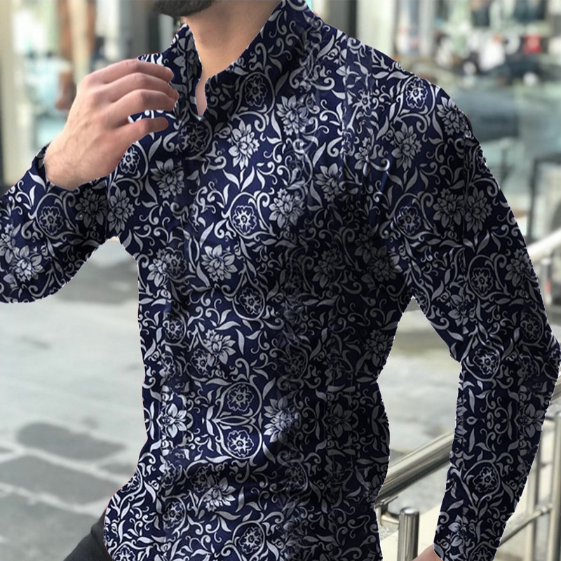 Casual floral long sleeve shirt for men