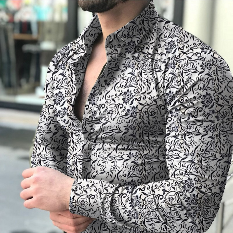 Casual floral long sleeve shirt for men