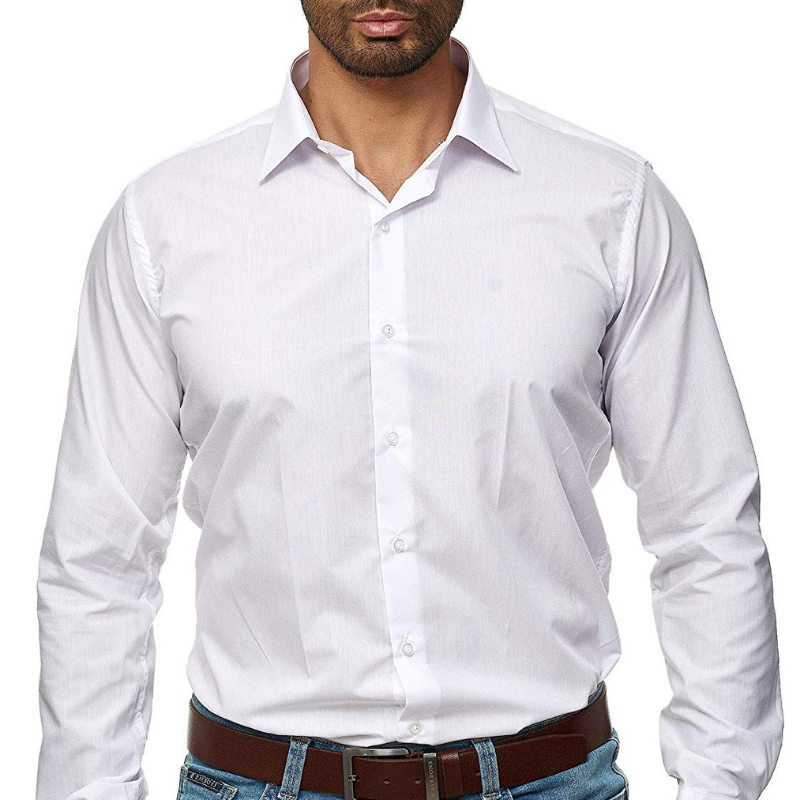 Men's casual long sleeve solid business shirt