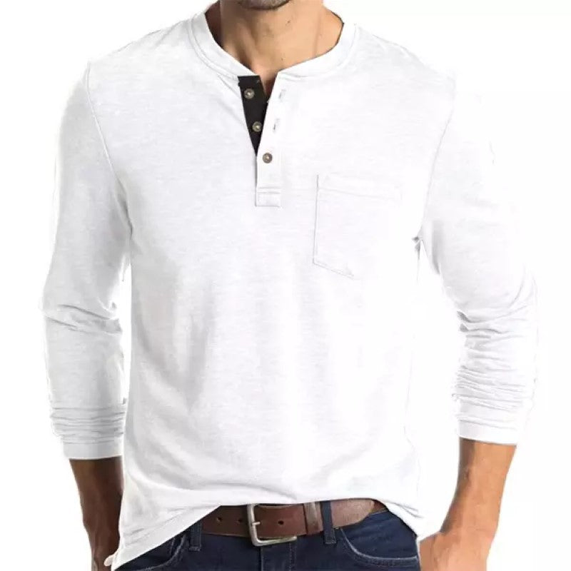 Men's Half Open Collar Henley T Shirt