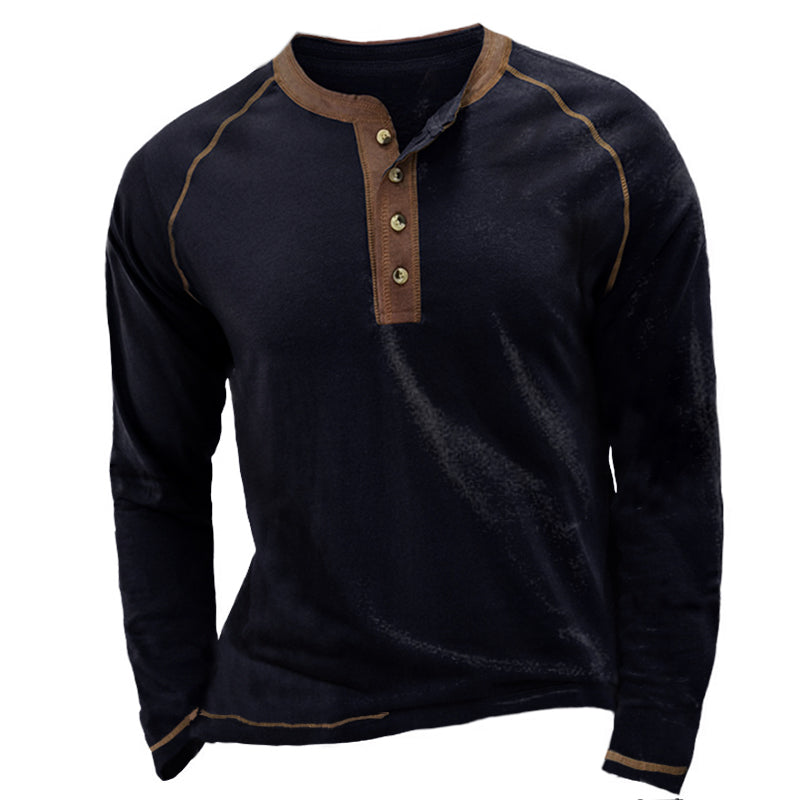 Men's Breathable Henley Collar T-Shirt