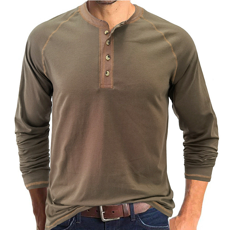 Men's Breathable Henley Collar T-Shirt