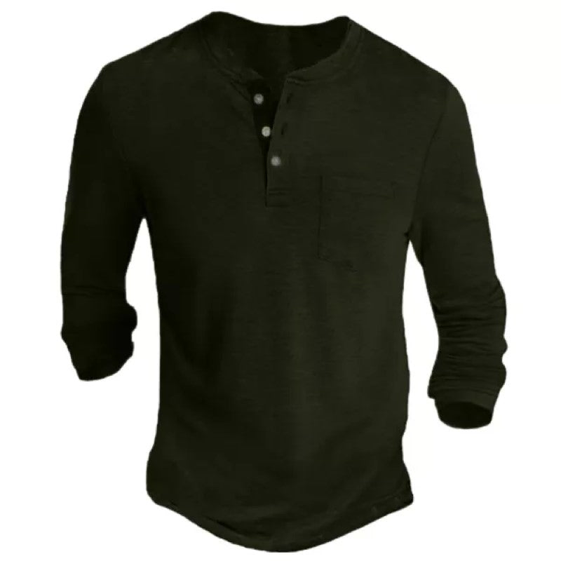 Men's Half Open Collar Henley T Shirt