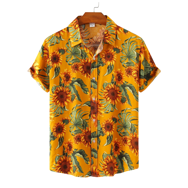 Cotton Yellow Sunflower Short Sleeve Shirt