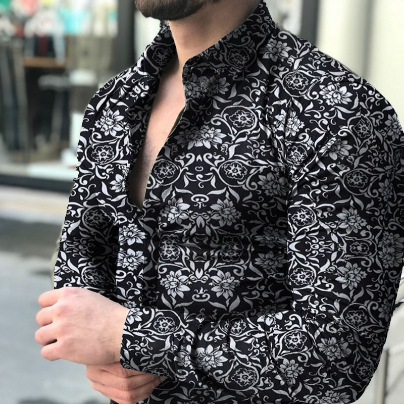 Casual floral long sleeve shirt for men