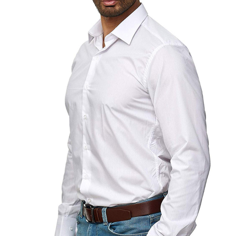 Men's casual long sleeve solid business shirt
