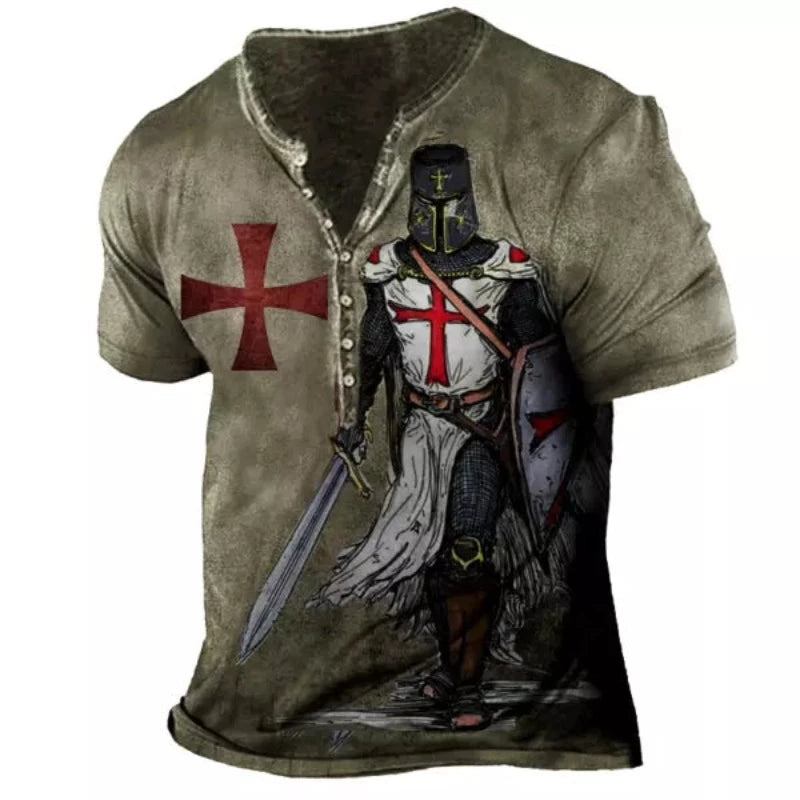 Men's Vintage Cross Collar T-Shirt