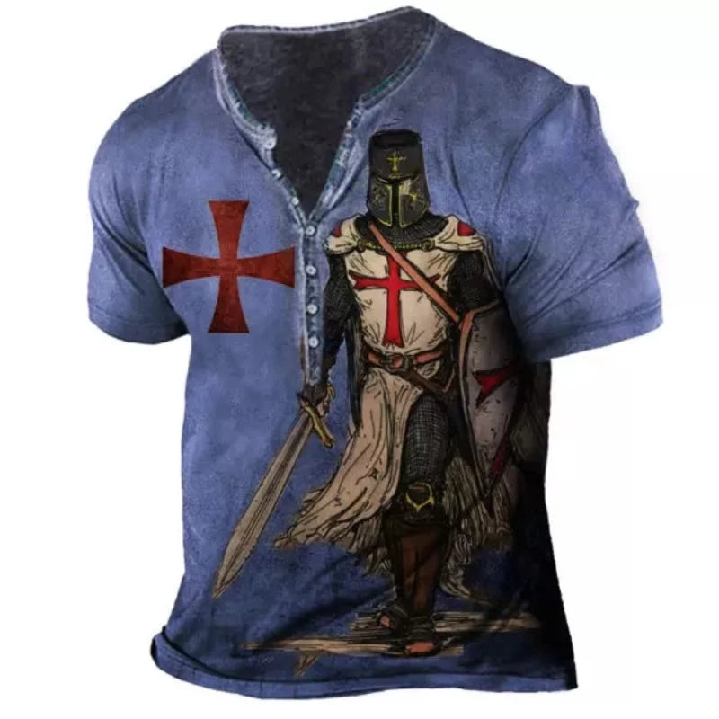 Men's Vintage Cross Collar T-Shirt