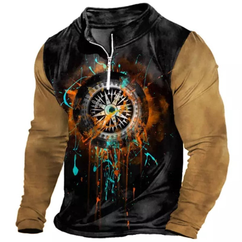 Men's Compass Contrast Long Sleeve T-Shirt