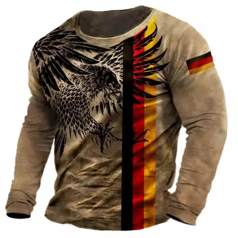 Men's Eagle Print  Long Sleeve T-Shirt