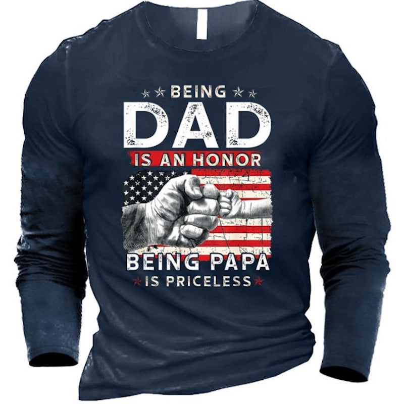 Men's American Flag Being Dad Full Sleeves T-Shirt