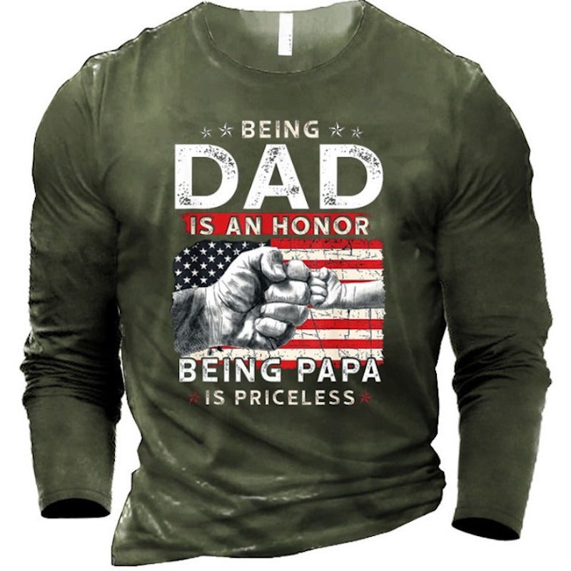 Men's American Flag Being Dad Full Sleeves T-Shirt