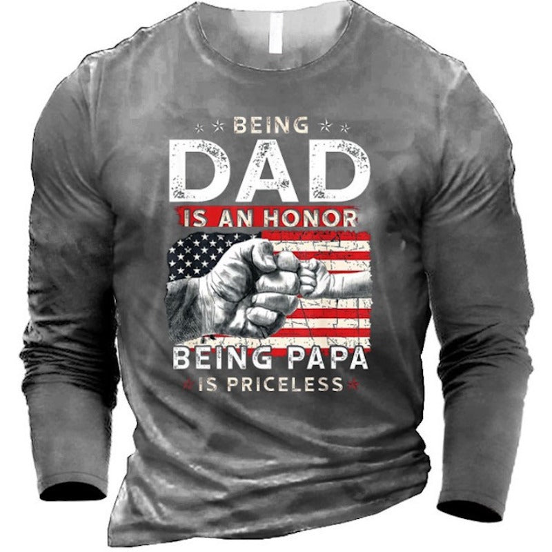 Men's American Flag Being Dad Full Sleeves T-Shirt