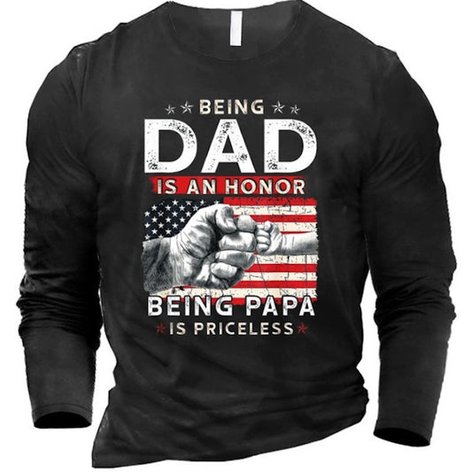 Men's American Flag Being Dad Full Sleeves T-Shirt