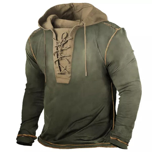 Men's Vintage Design Drawstring Hoodie