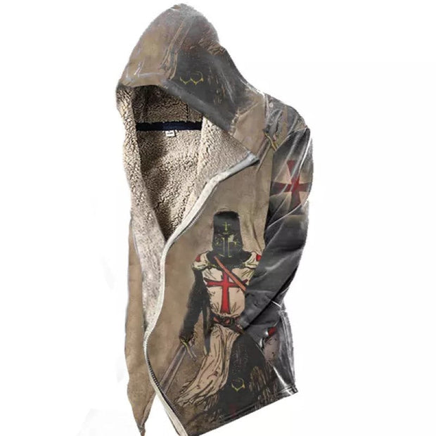 Vintage Templar Cross Hooded Fleece Jacket