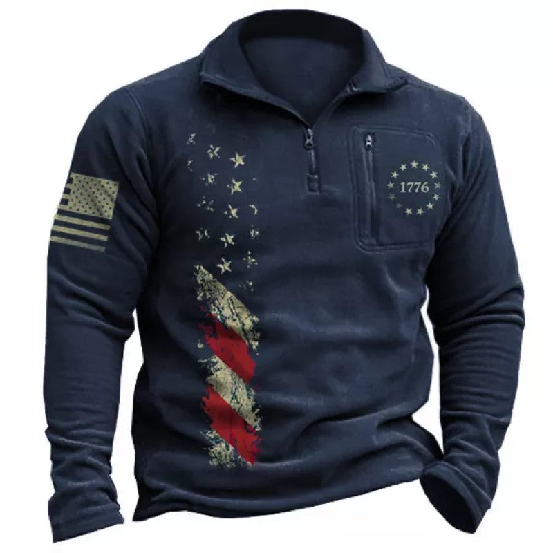 Men's American Flag Polo Sweatshirt