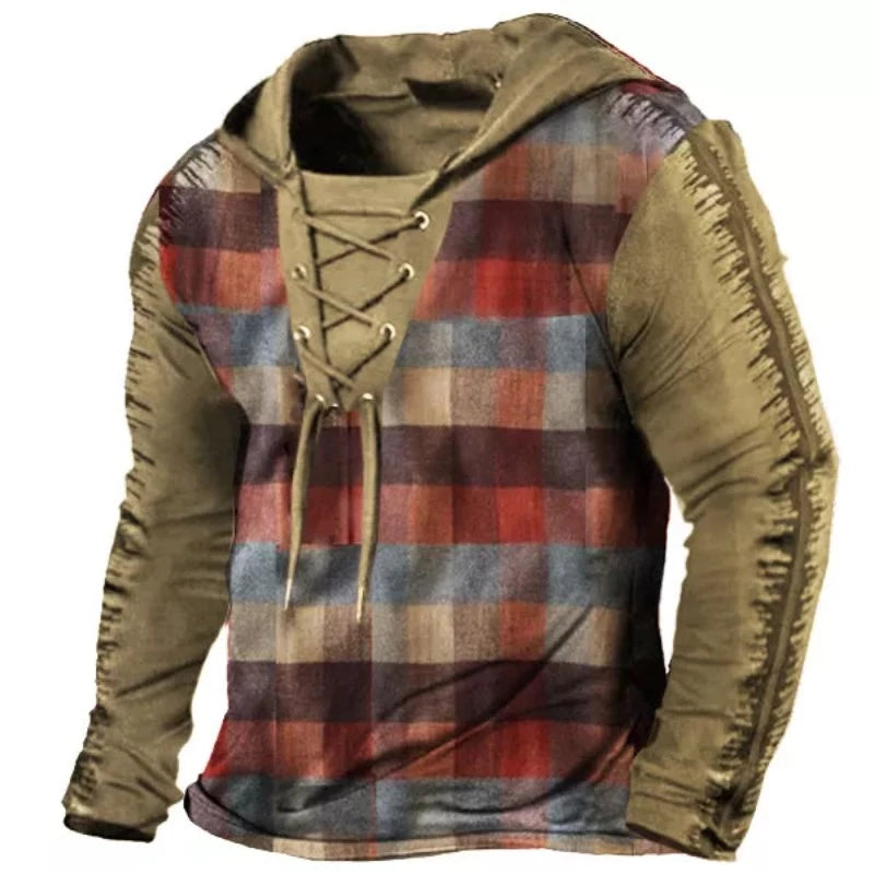 Men's Check Style Long Sleeve T-Shirt