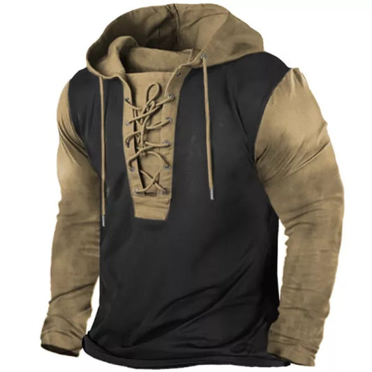 Men's Outdoor Lace-Up Long Sleeve Hoodies