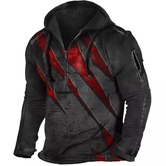 Men's Outdoor Half Zip Collar Tactical Hoodie