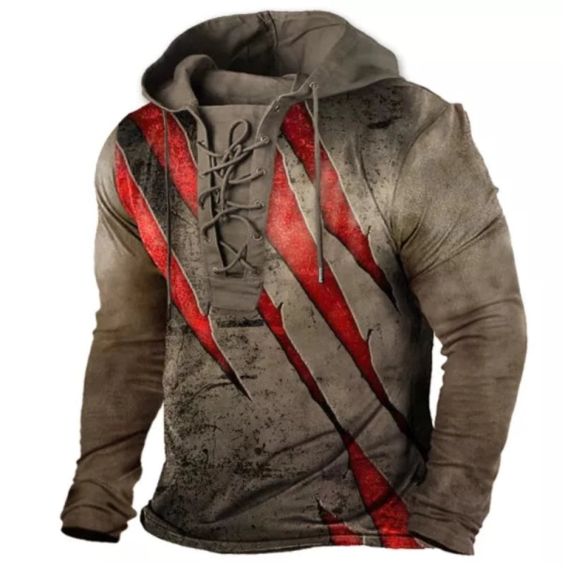 Men's Lace-Up Hooded T-Shirt