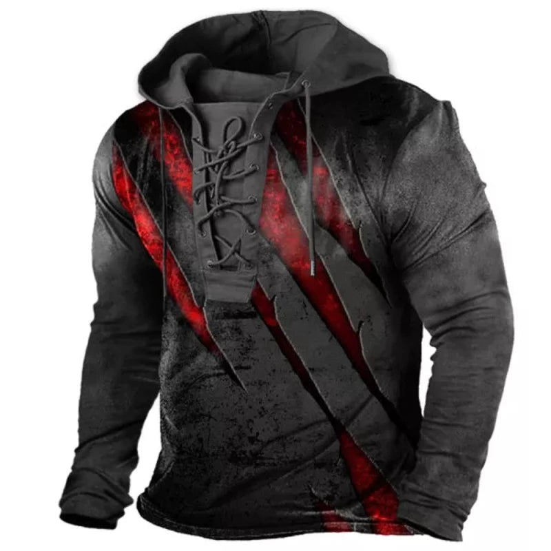 Men's Lace-Up Hooded T-Shirt