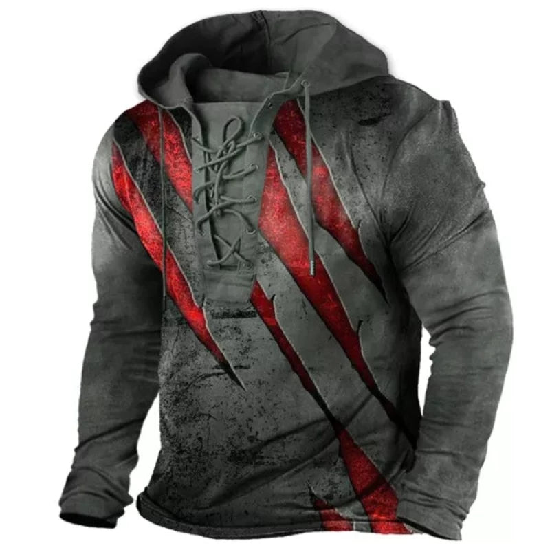 Men's Lace-Up Hooded T-Shirt