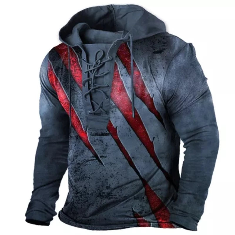 Men's Lace-Up Hooded T-Shirt