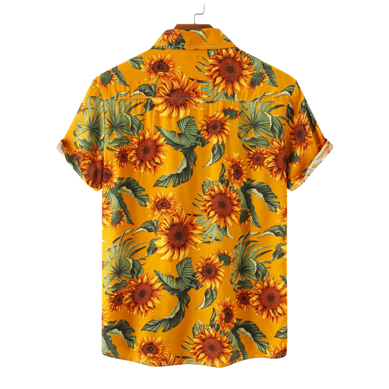 Cotton Yellow Sunflower Short Sleeve Shirt