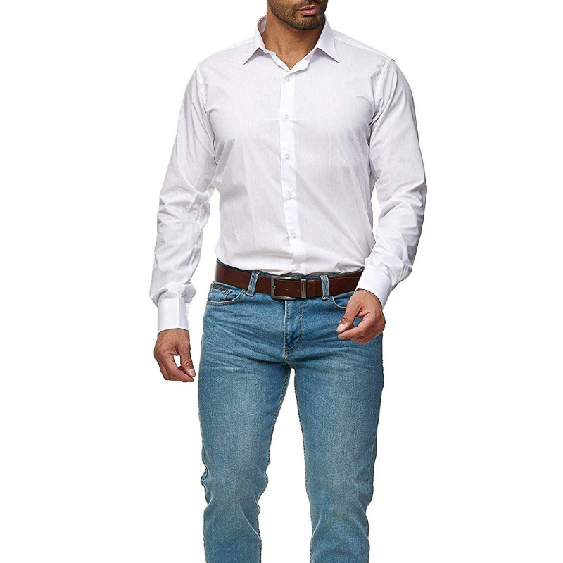 Men's casual long sleeve solid business shirt