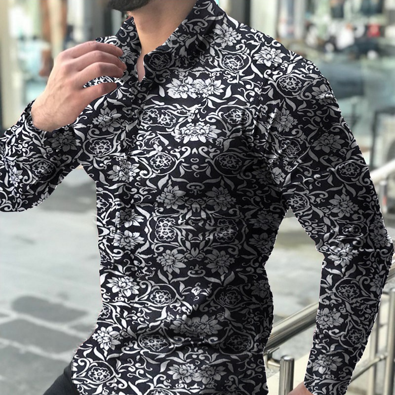 Casual floral long sleeve shirt for men