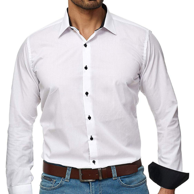 Men's casual long sleeve solid business shirt