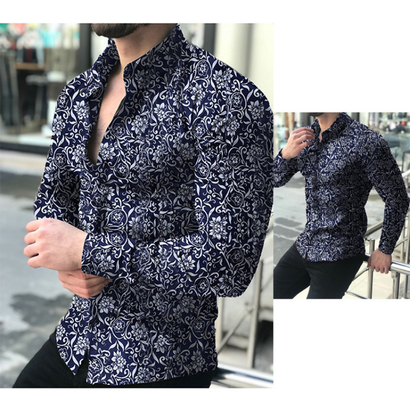 Casual floral long sleeve shirt for men