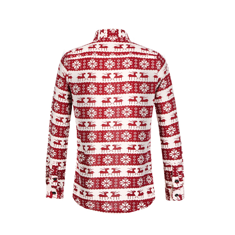 Holiday print casual long sleeve shirt