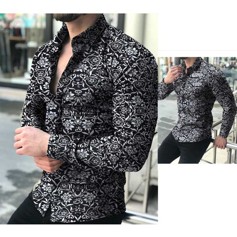 Casual floral long sleeve shirt for men