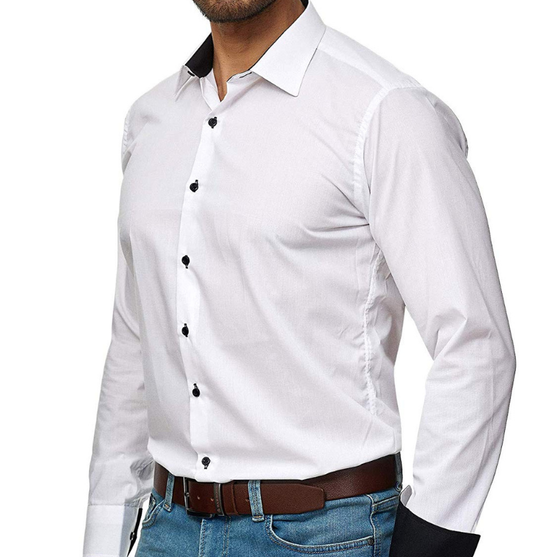 Men's casual long sleeve solid business shirt