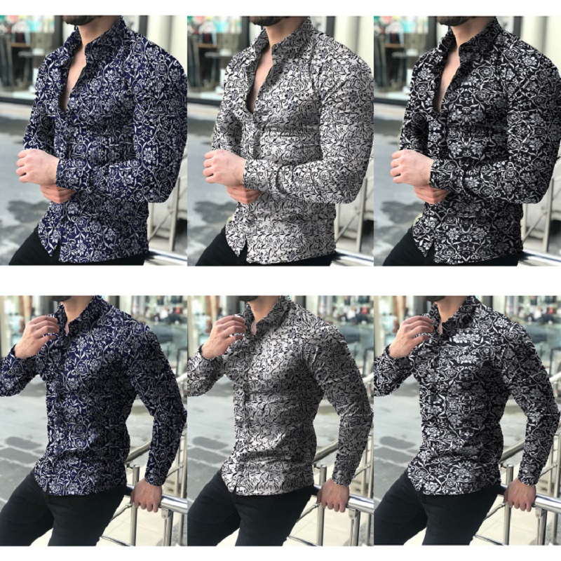 Casual floral long sleeve shirt for men