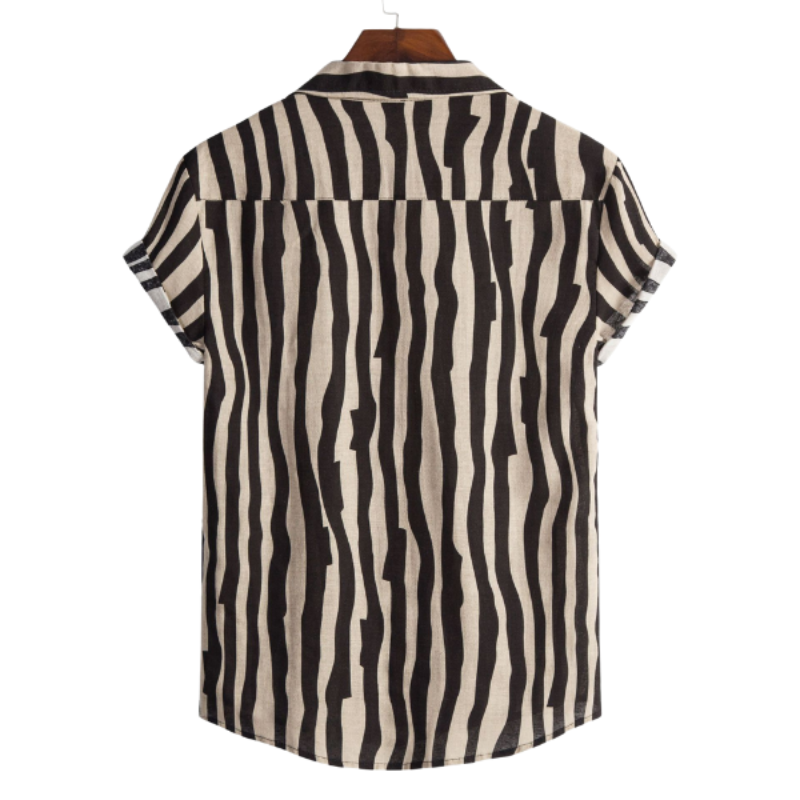 Striped Shirt With Standing Collar