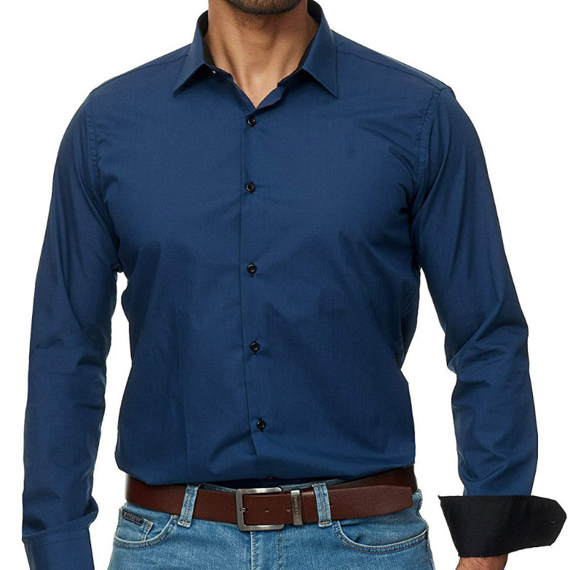 Men's casual long sleeve solid business shirt