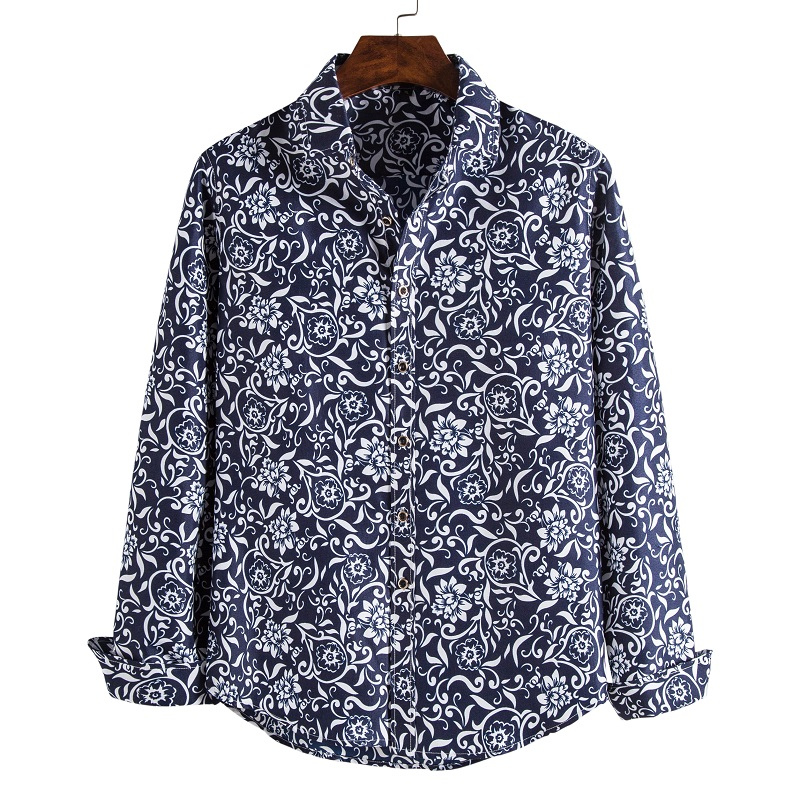 Casual floral long sleeve shirt for men