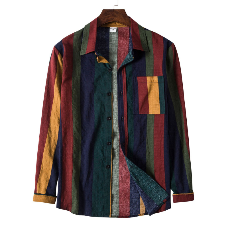 Men's Clash Cotton and Linen Ribbon Shirt